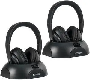Retekess TA006 Dual Wireless Headphones for TV Watching, TV Headphones Wireless with Transmitter, LCD Power Display, 100ft Long Range, Ideal for Watching 2 or More TVs (Pack of 2)