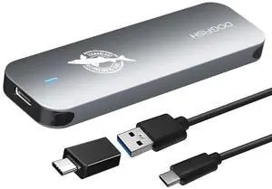 Dogfish Portable External SSD 500GB 2242/2260/2280 Ngff Grey Metal USB 3.1 Type-C Ultra-Light Mini Breathable Portable Solid State Drive for Mac/Windows/Android/Linuxup to 8Gbps with LED Indicator