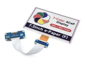 Waveshare 7.3inch ACeP 7-Color E-Paper E-Ink Display Module, Compatible with Raspberry Pi 4B/3B+/3A+ /3B /2B/1B+/1A+/Zero 2 W/Zero W/Zero, 800×480 Pixels, SPI Communication