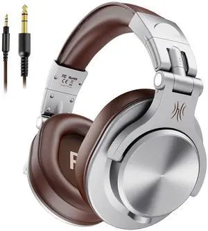 OneOdio A71 Hi-Res Studio Recording Headphones - Wired Over Ear Headphones with SharePort, Monitoring Mixing Foldable Headset with Stereo Sound, 3.5/6.35MM Jack for PC Computer DJ Guitar-Silver