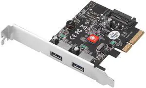 SIIG 2-Port USB 3.1 PCIe Card, PCIe 3.0 x4 to Two USB 3.1 Gen 2 Type-A, 10Gbps & 5V/900mA per Port, UASP, Over-Current Protection, Asmedia ASM3142 Chipset, Dual-Profile Brackets (JU-P20912-S2)