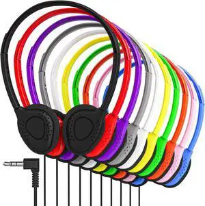 Maeline Bulk On-Ear Headphones with 3.5 mm Headphone Plug - 50 Pack - Multi