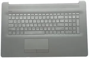 wzqrps Replacement Laptop Upper Case Palmrest Non-Backlit ODD Keyboard Touchpad with PTP Assembly Part for HP 17T-by 17-by 17-CA 17Z-CA L92785-001 Silver