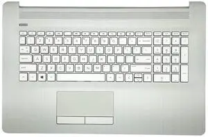 wzqrps Replacement Laptop Upper Case Palmrest Non-Backlit ODD Keyboard Non-PTP Touchpad Assembly Part for HP 17 by CA L92789-001 Silver