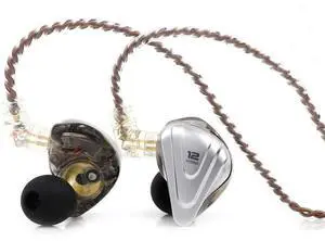 Linsoul KZ ZSX 5BA+1DD 6 Driver Hybrid in-Ear HiFi Earphones with Zinc Alloy Faceplate, Recessed 2 Pin Detachable Cable for Audiophile Musician (Without Mic, Black)