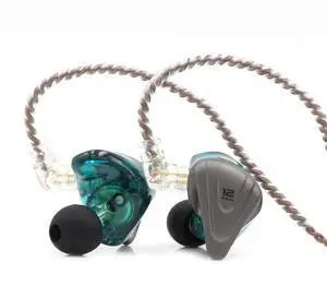 Linsoul KZ ZSX 5BA+1DD 6 Driver Hybrid in-Ear HiFi Earphones with Zinc Alloy Faceplate, Recessed 2 Pin Detachable Cable for Audiophile Musician (with Mic, Cyan)