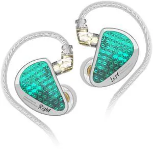 Linsoul KZ AS16 Pro Wired Earbuds, 16BA Balanced Armature Drivers Earphones HiFi Bass in Ear Monitor Earphones with Detachable 0.75mm 2 pin Cable (Cyan, Without Mic)