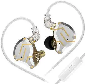 Best Wired Headphone, KZ ZS10 Pro IEM in Ear Monitor, 4BA 1DD KZ Wired Earbuds Headphone Multi Driver in Ear Earphone,IEM Earphone, on Stage Monitor for Singer Guitarist Drum(Gold, with Mic)