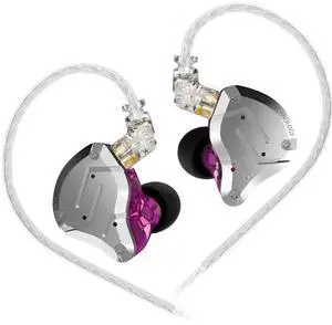 Gaming Earbuds Headphone, KZ ZS10 Pro Gaming for IEM Earphone, KZ in Ear Monitor IEM HiFi Earphone Earbuds with 5 Driver 4BA 1DD with Detachable 0.75mm 2 Pin Cable for Singer (Purple No Mic)
