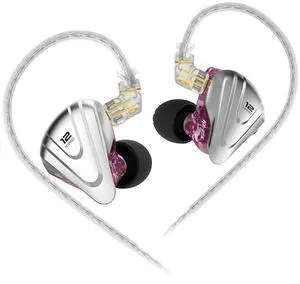 Kinboofi KZ ZSX in Ear Monitor Earbuds, Hybrid 5BA 1DD KZ Earphone, High Fidelity IEM with Zinc Alloy Faceplate and Detachable 2 Pin Cable (Purple No Mic)