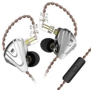 Kinboofi KZ ZSX in Ear Headphone Monitor, Hybrid HiFi Earphone with 5BA 1DD 6 Drivers, KZ Earbuds with Detachable 2 Pin Cable for Church Band Musician Singer(Black with Mic)