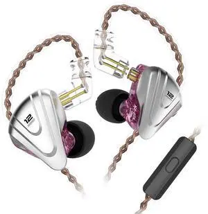 KZ ZSX in Ear Monitor Earbuds, Hybrid 5BA 1DD KZ Earbuds Earphone, High Fidelity IEM with Zinc Alloy Faceplate and Detachable 2 Pin Cable (Purple with Mic)