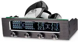 4 Fans Computer Fan Controller, 6041 4 Channel CPU Temperature Sensor PC Cooling Fan Controller Front Panel Date Time Temperature LCD Display for CPU Fan