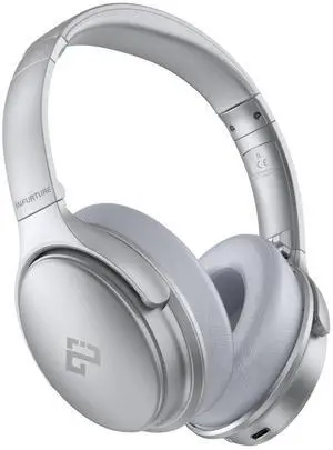 INFURTURE Active Noise Cancelling Headphones, H1 Wireless Over Ear Bluetooth Headphones, Deep Bass Headset, Low Latency, Memory Foam Ear Cups,90H Playtime (Silver)