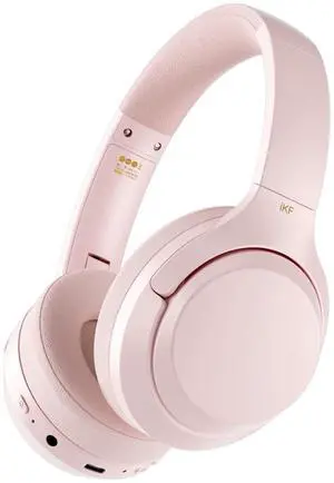 iKF T1/T1 Pro/T1 Max Wireless Bluetooth Over-Ear Headphones, 100H Battery, HiFi Sound, ANC, Multi-Device Connection, App Control, Wired Mode, for Travel, Work, Gaming, Music T1 Pro Pink