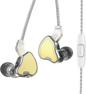 H HIFIHEAR KBEAR KB2208 1DD+2BA in-Ear Earphone HiFi Stereo Deep Bass Earbuds with Detachable Cable Noise Isolating Headphone Earbuds Wired for Church Sports Running Jogging Walking(Gold,with Mic)