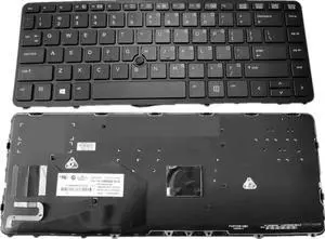 SOUTHERNINTL Repalcement for HP EliteBook 740 750 840 850 G1 G2 ZBook 14 US Keyboard with Black Frame & Mouse Point Backlight 736654-001 731179-001