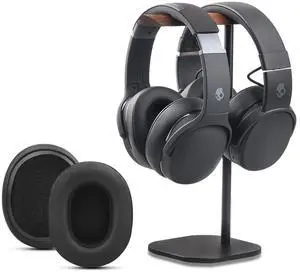 Gvoears Replacement Ear Pads Cushions for Skullcandy Crusher Wireless, Crusher ANC/EVO, Hesh ANC/EVO, Hesh 3 Wireless, Walnut Wood Headphone Holder for Desk, Dual Headphones Stand with Great Stablity