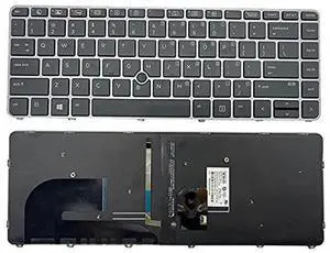 SOUTHERNINTL New Repalcement for HP EliteBook 745 840 G3 G4 US Keyboard with Silver Frame & Mouse Point Backlight 836308-001 819877-001 821177-001 901042-001 903008-001