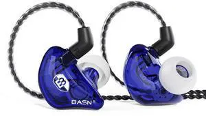 BASN Bsinger BC100 in Ear Monitor Headphones Universal Fit Noise Isolating IEM Earphones for Musicians Singers Studio Audiophiles (Blue)