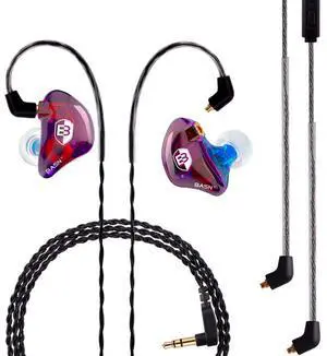 BASN Professional in Ear Monitor Headphones for Singers Drummers Musicians with MMCX Connector IEM Earphones (Pro Clear Colorful)