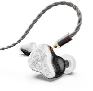 BASN Bmaster5 in Ear Monitors, 1DLC Diaphragm+4BA 5 Drivers IEM Earphones with Silver-Plated OFC Cable, Noise Isolation Wired Earbuds for Musicians (Glacier White)