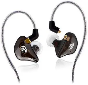 BASN High-Definition in Ear Monitor Headphones for Musicians with Detachable MMCX Earbuds; Dual Dynamic Drivers and Noise-Isolating (Brown)