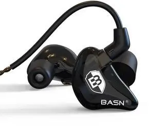 BASN Bsinger PRO in Ear Monitor Headphones for Musicians, Dynamic Driver Noise Isolating Earphones with 2 Detachable MMCX Cables (Black)