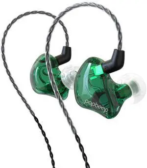 BASN in-Ear Monitor Headphones Dual Dynamic Drivers IEM Earphones Detachable MMCX Cable Musicians Earbuds Headphones (BC100 Green, with no Mic)