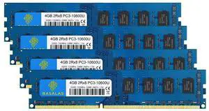 Rasalas 16GB Kit (4x4GB) DDR3 1333MHz PC3-10600 PC3-10600U Non ECC Unbuffered 1.5V CL9 2RX8 Dual Rank 240 Pin UDIMM Desktop Memory Ram Module