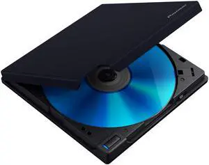 Pioneer External Blu-ray Drive BDR-XD08UMB-S Matte-Black Body USB 3.2 Gen1 (USB Type-C) / 2.0 Slim Portable BD/DVD/CD Writer high-Grade Rubber Coating