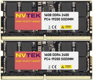 NVTEK 32GB (2X16GB) DDR4 2400MHZ PC4-19200 SODIMM 2Rx8 1.2V CL17 260-PIN Non-ECC Laptop PC Computer Memory KIT