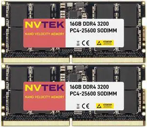NVTEK 32GB (2X16GB) DDR4 3200MHZ PC4-25600 SODIMM 2Rx8 1.2V CL22 260-PIN Non-ECC Laptop PC Computer Memory