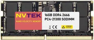 NVTEK 16GB (1X16GB) DDR4 2666MHZ PC4-21300 SODIMM 2Rx8 1.2V CL19 260-PIN Non-ECC Laptop PC Computer Memory