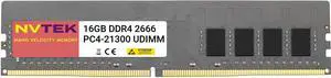 NVTEK 16GB (1X16GB) DDR4 2666MHZ PC4-21300 UDIMM 2Rx8 1.2V CL19 288-PIN Non-ECC Unbuffered Desktop PC Computer Memory