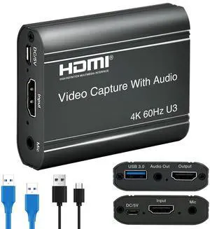ORIVISION 4K Video Capture Card, HDMI to USB 3.0 with Loopout for Nintendo Switch, 1080p 60fps Game Capture Device with Audio Output for Streaming, Xbox/PS4/PS5/PC, VLC/OBS/Amcap