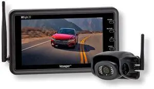 Voyager WVSXP70 Single-Camera System; System Includes (1) 7-inch Wireless LCD Monitor, (1) Wireless Rear Camera, 12-Volt Accessory Plug, and Suction Cup Monitor Mount
