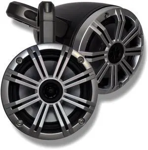 KICKER Black Wake Tower System Silver 6.5" Marine Speakers (Pair)
