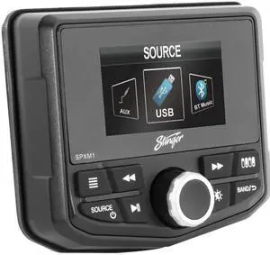 STINGER Marine and Powersport 2.7 Digital Media Player with Switch Command, 4-Channel, Bluetooth, Weather Resistant Front Panel, USB Input with Subwoofer Control (SPXM1)