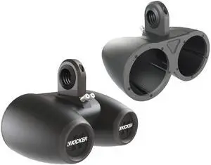 Kicker 12KMTED Pair of Dual 6.5" Wake Tower/Roll Bar Speaker Enclosures, Black