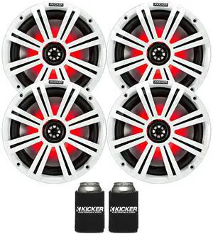 Kicker 8" White Marine LED Speakers - 2-Pairs of OEM Replacement Speakers