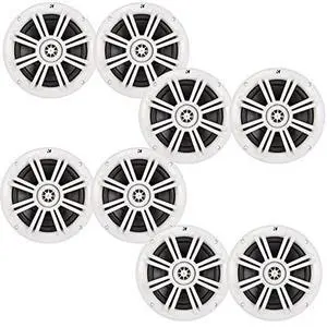 Kicker White OEM Replacement Marine 6.5" 4 Coaxial speaker Bundle - 8 Speakers