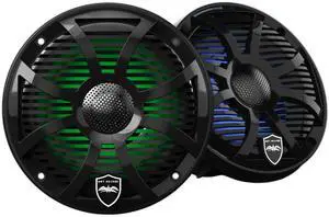 wet sounds | REVO 6-SWB | High Output Component Style 6.5" Marine Coaxial Speaker with RGB Backlighting and Enclosed Black SW Grille