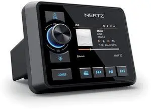 Hertz HMR-20 Marine Digital Media Receiver 2-Zone Receiver 3" Color Display AM/FM/USB/Bluetooth, 50 W x 4