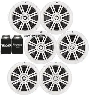 KICKER White OEM Replacement Marine 6.5" 4 Ohm Coaxial Speaker Bundle - 6 Speakers
