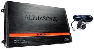 Alphasonik V2400.1D Venum Series 4800 Watts Max Monoblock Car Amp with Power Plant Chip 4-Way Protection Circuitry 1-Channel Subwoofer Class-D Amplifier with Remote Bass Boost Control Knob Included
