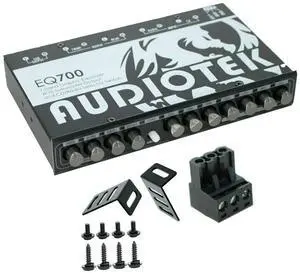 Audiotek AT-EQ700 1/2 Din 7 Band Car Audio Equalizer EQ w/Front, Rear + Sub Output | Auxiliary Stereo RCA Input - 3 Stereo RCA Outputs - Front/Rear Fader, and Selection of Main