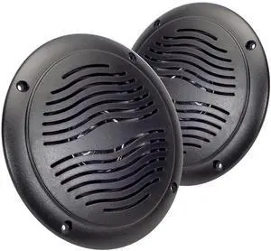 5-inch Water Resistant Outdoor Speakers, Dual Cone, 25W Peak Power, Marine and RV Compatible (Black)