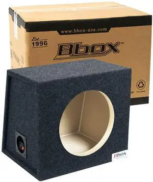 Bbox Single 10 Inch Subwoofer Sealed Enclosure - Car Subwoofer Box & Enclosures - Premium Subwoofer Box Improves Audio Quality, Sound & Bass - Red & Black Spring Terminals - Charcoal