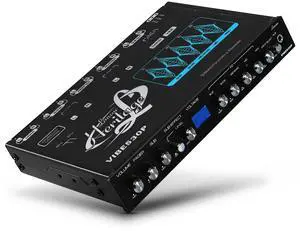Lanzar Parametric Equalizer with Subwoofer - 9 Volt RMS Pre-Amp Output with Voltage Meter, Subwoofer Gain Control & Bass Driver, 3 Input Sources Selectable, Pre-amp Line Aux Inputs Via RCA Jacks